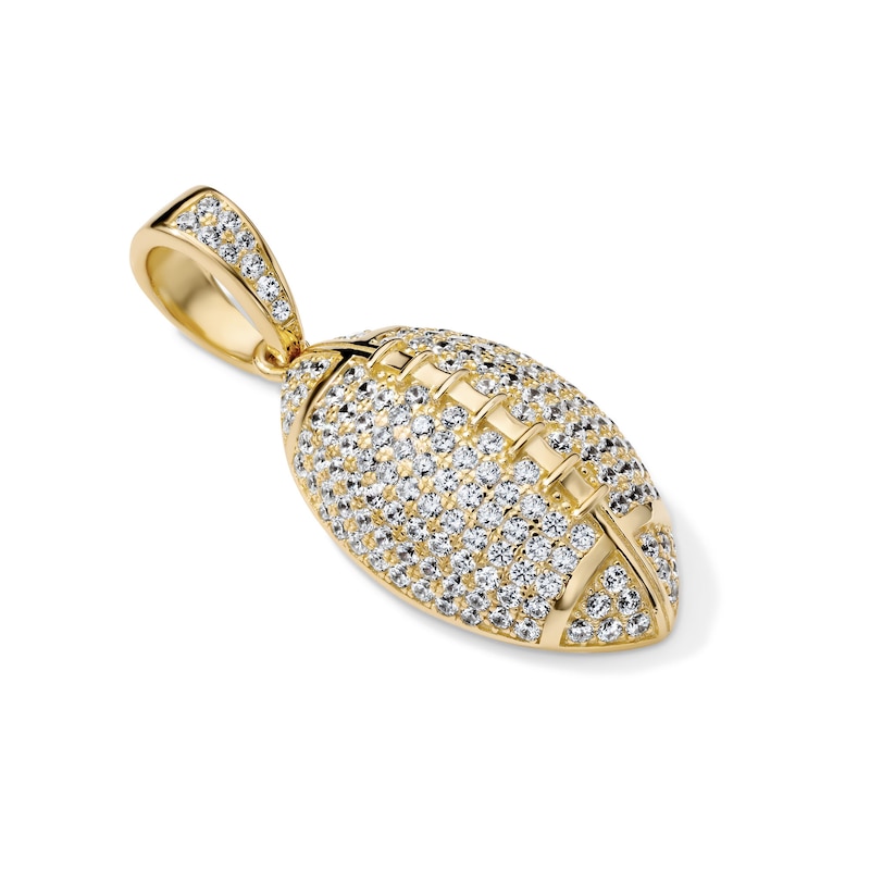 14K Gold Plated CZ Pavé Football Necklace Charm