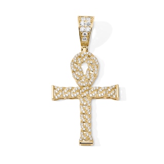 14K Gold Plated CZ Ankh Necklace Charm