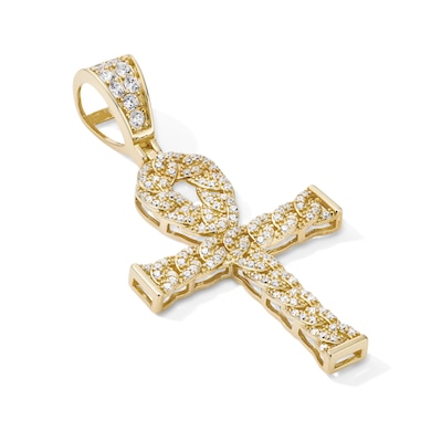 14K Gold Plated CZ Ankh Necklace Charm