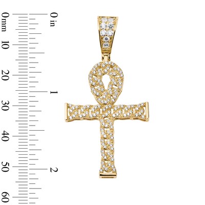 14K Gold Plated CZ Ankh Necklace Charm