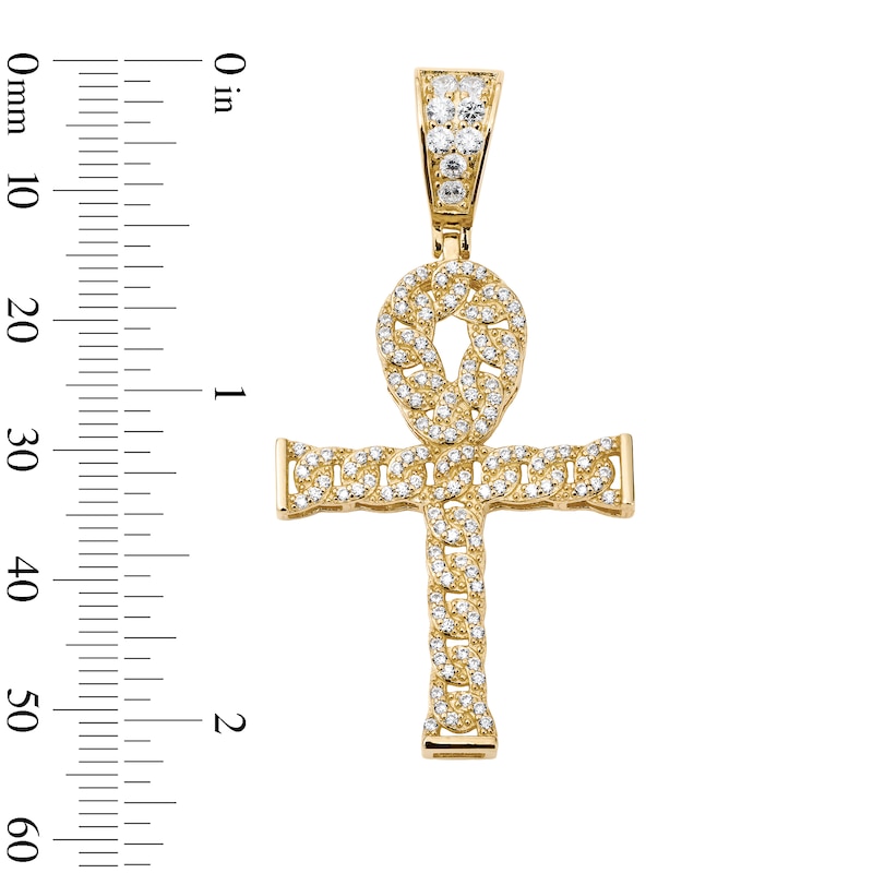 Main Image 3 of 14K Gold Plated CZ Ankh Necklace Charm