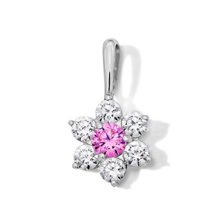 Sterling Silver Pink and White CZ Mini Flower Charm