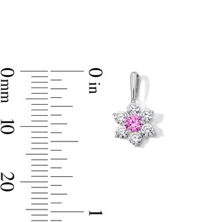 Sterling Silver Pink and White CZ Mini Flower Charm