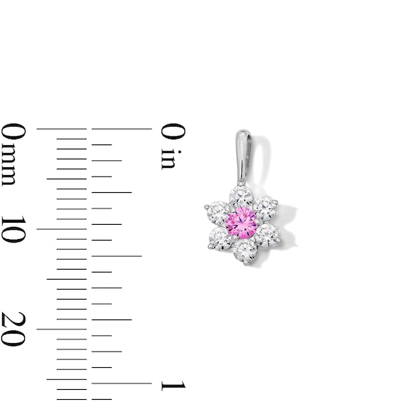 Sterling Silver Pink and White CZ Mini Flower Charm