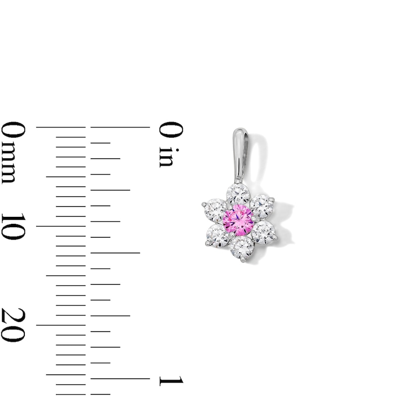 Main Image 2 of Sterling Silver Pink and White CZ Mini Flower Charm