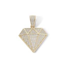 14K Gold Plate CZ Diamond-Shaped Necklace Charm