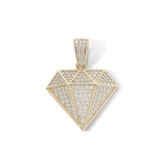 14K Gold Plate CZ Diamond-Shaped Necklace Charm