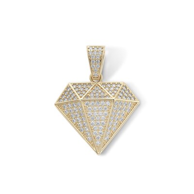 14K Gold Plate CZ Diamond-Shaped Necklace Charm