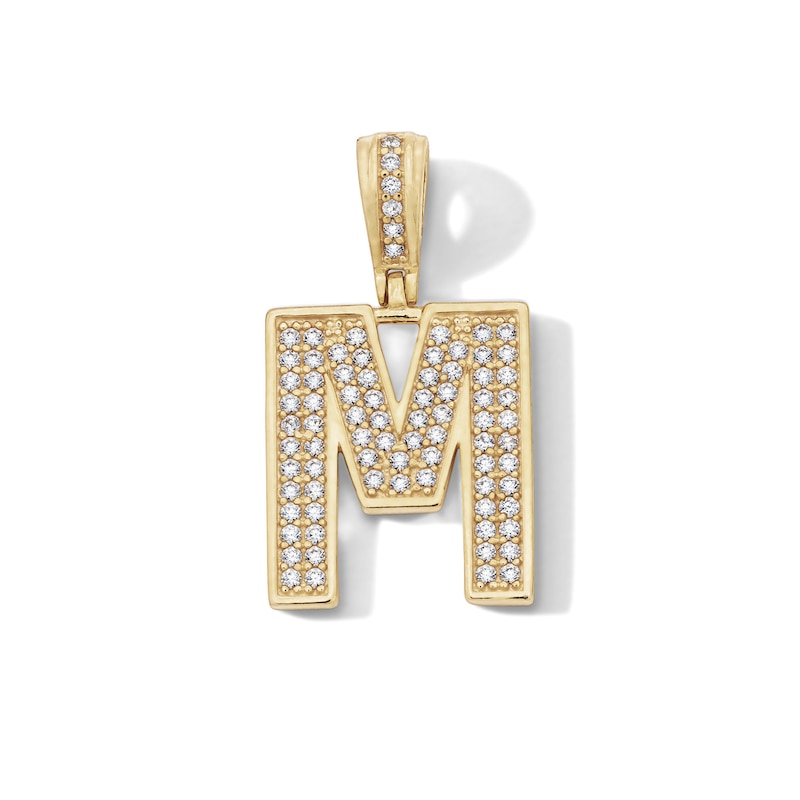 Main Image 1 of 14K Gold Plated CZ Varsity Initial "M" Necklace Charm