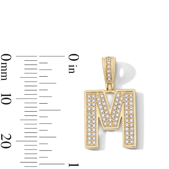 14K Gold Plated CZ Varsity Initial "M" Necklace Charm