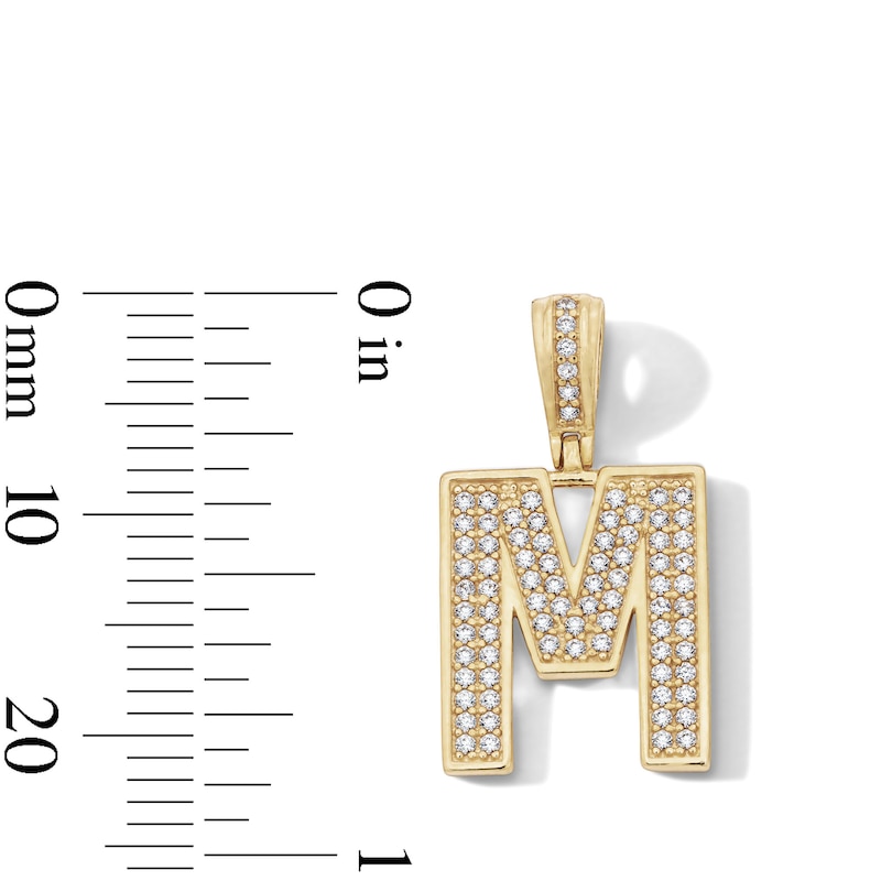 Main Image 2 of 14K Gold Plated CZ Varsity Initial "M" Necklace Charm