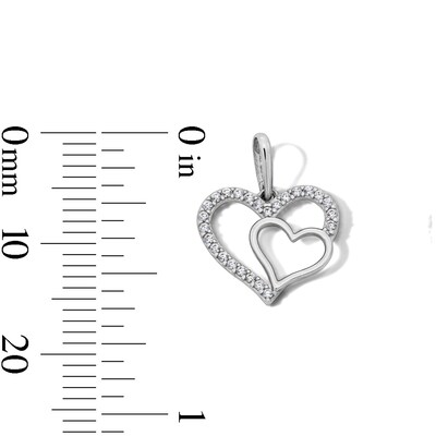 Sterling Silver CZ Double Open Heart Charm
