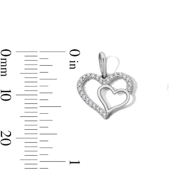 Sterling Silver CZ Double Open Heart Charm