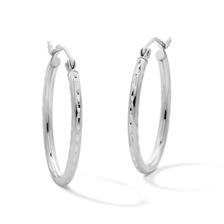 Hollow Sterling Silver Diamond-Cut 20mm Oval Hoops