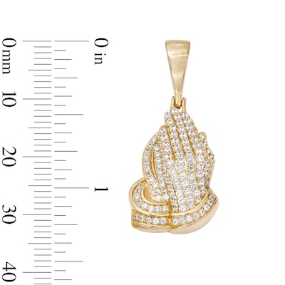 14K Gold Plated CZ Praying Hands Necklace Charm