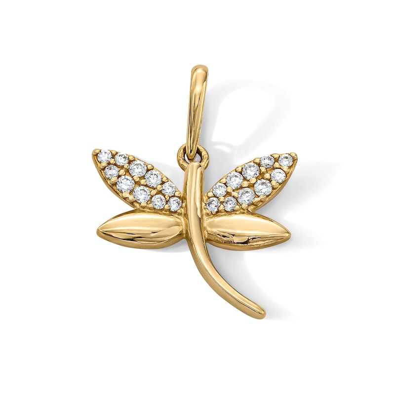 Main Image 1 of 14K Gold Plated Yellow CZ Dragonfly Charm