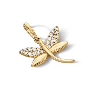 14K Gold Plated Yellow CZ Dragonfly Charm