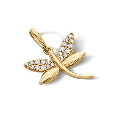 14K Gold Plated CZ Dragonfly Charm