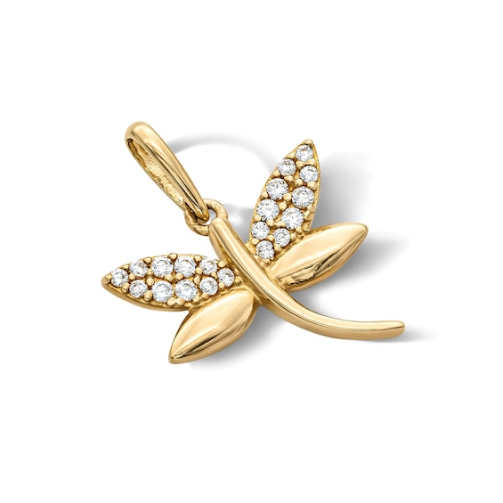 14K Gold Plated CZ Dragonfly Charm