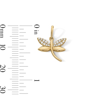 14K Gold Plated CZ Dragonfly Charm