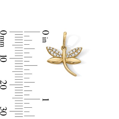 14K Gold Plated CZ Dragonfly Charm