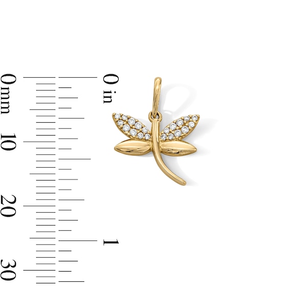14K Gold Plated Yellow CZ Dragonfly Charm