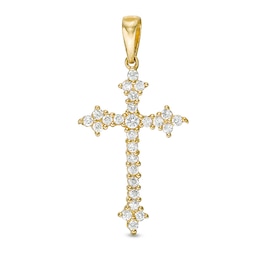 14K Gold Plated CZ Gothic-Style Cross Necklace Charm