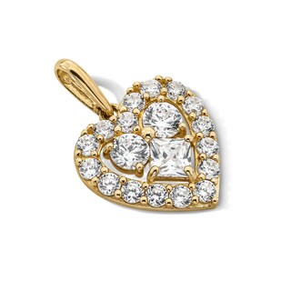 14K Gold Plated Multi CZ Heart Charm