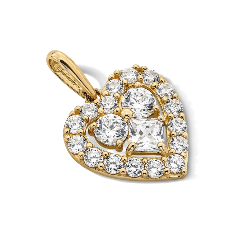 Main Image 2 of 14K Gold Plated Multi CZ Heart Charm