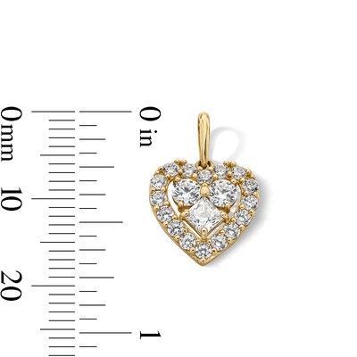 14K Gold Plated Multi CZ Heart Charm