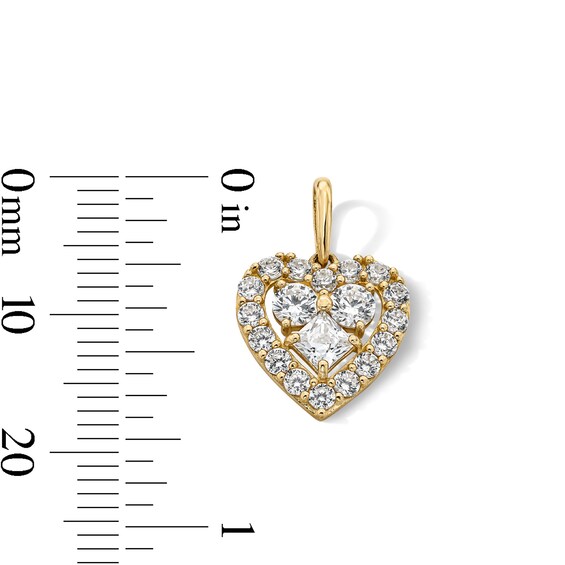 14K Gold Plated Multi CZ Heart Charm