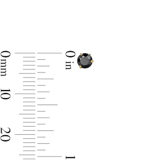 14K Gold Plated 4mm Black CZ Round Solitaire Studs