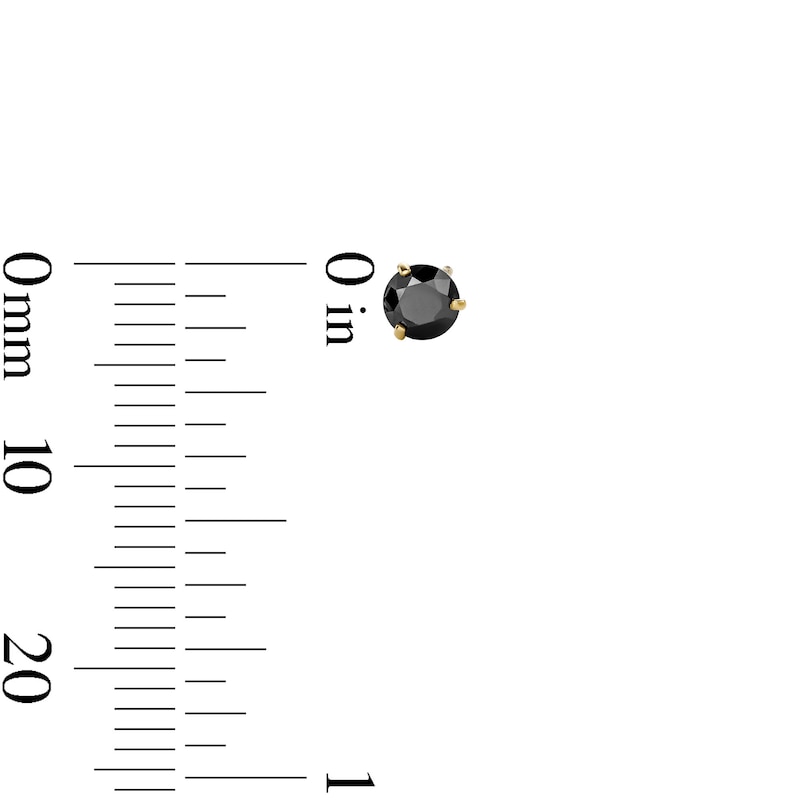 Main Image 2 of 14K Gold Plated 4mm Black CZ Round Solitaire Studs