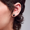 Thumbnail Image 2 of 14K Gold Plated Black Princess-Cut CZ 7mm Studs