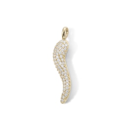 14K Gold Plated CZ Italian Horn Necklace Charm