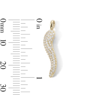 14K Gold Plated CZ Italian Horn Necklace Charm