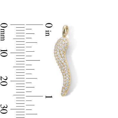 14K Gold Plated CZ Italian Horn Necklace Charm