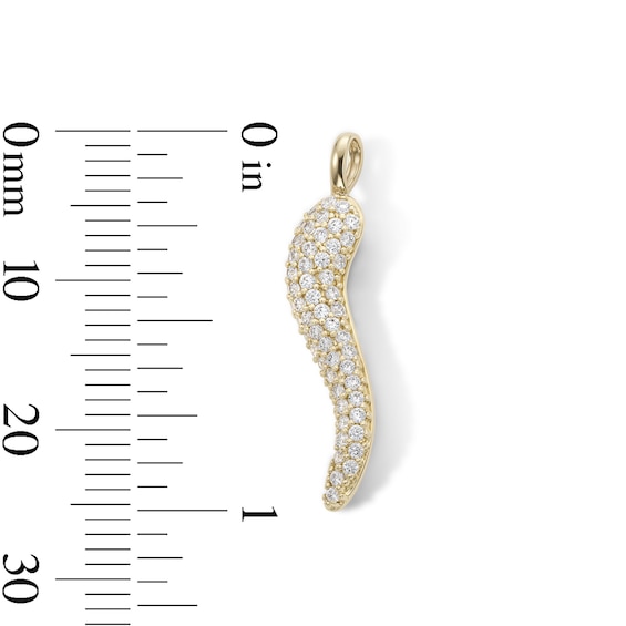 14K Gold Plated CZ Italian Horn Necklace Charm