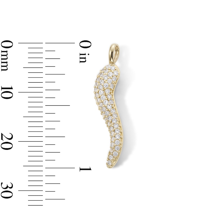 14K Gold Plated CZ Italian Horn Necklace Charm