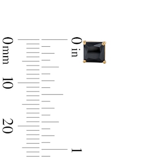 14K Gold Plated 5mm Black CZ Square Solitaire Stud