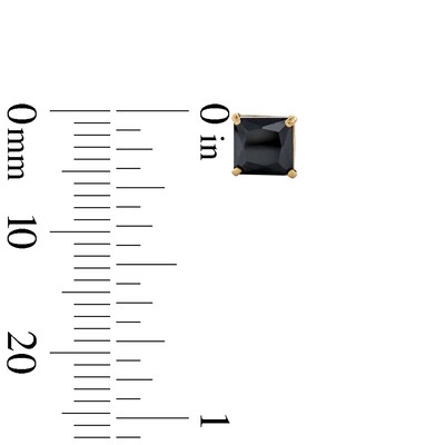 14K Gold Plated 5mm Black CZ Square Solitaire Stud