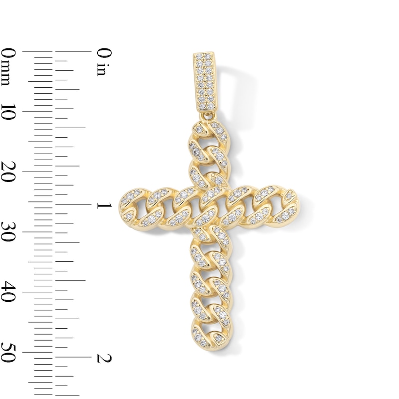 14K Gold Plated CZ Curb Cross Necklace Charm