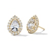Thumbnail Image 1 of 14K Gold Plated CZ Pear Halo Studs
