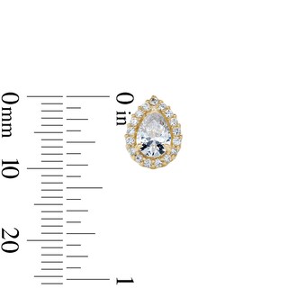14K Gold Plated CZ Pear Halo Studs