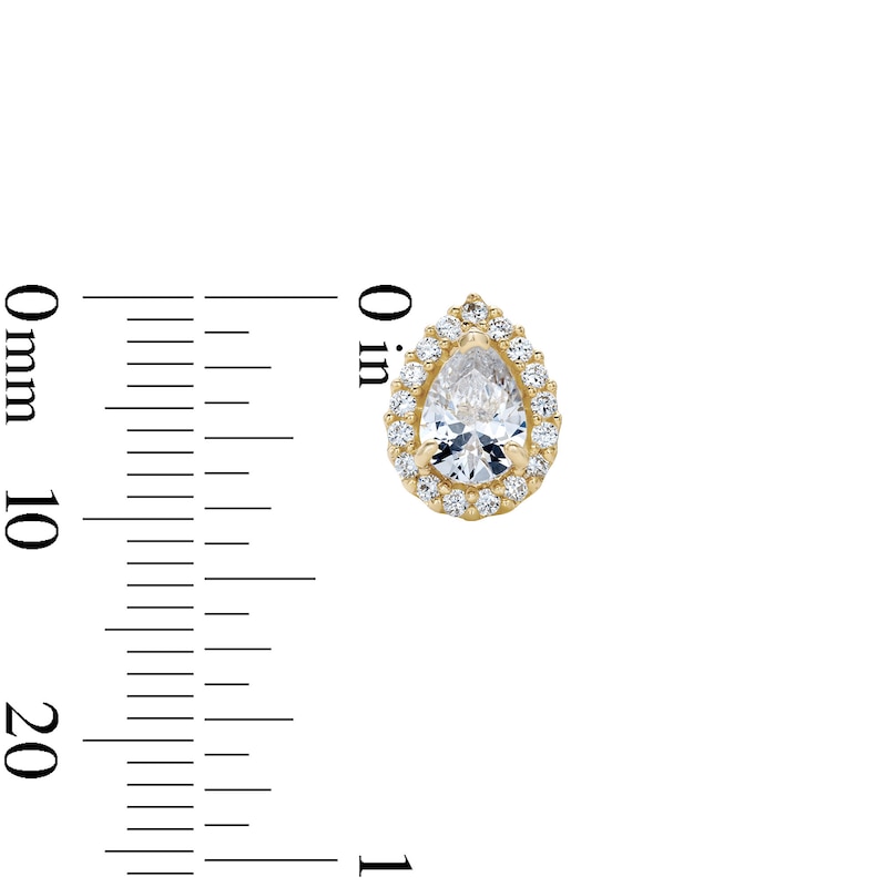 Main Image 2 of 14K Gold Plated CZ Pear Halo Studs