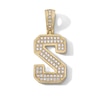 Thumbnail Image 1 of 14K Gold Plated CZ Varsity Initial "S" Necklace Charm