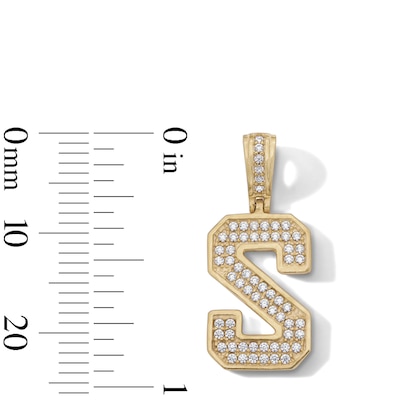 14K Gold Plated CZ Varsity Initial "S" Necklace Charm