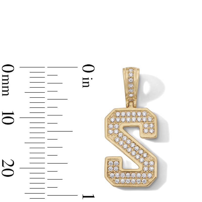 Main Image 2 of 14K Gold Plated CZ Varsity Initial "S" Necklace Charm