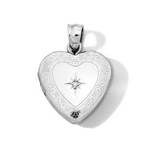 Sterling Silver CZ Heart Locket Charm
