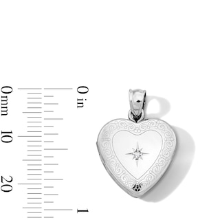 Sterling Silver CZ Heart Locket Charm